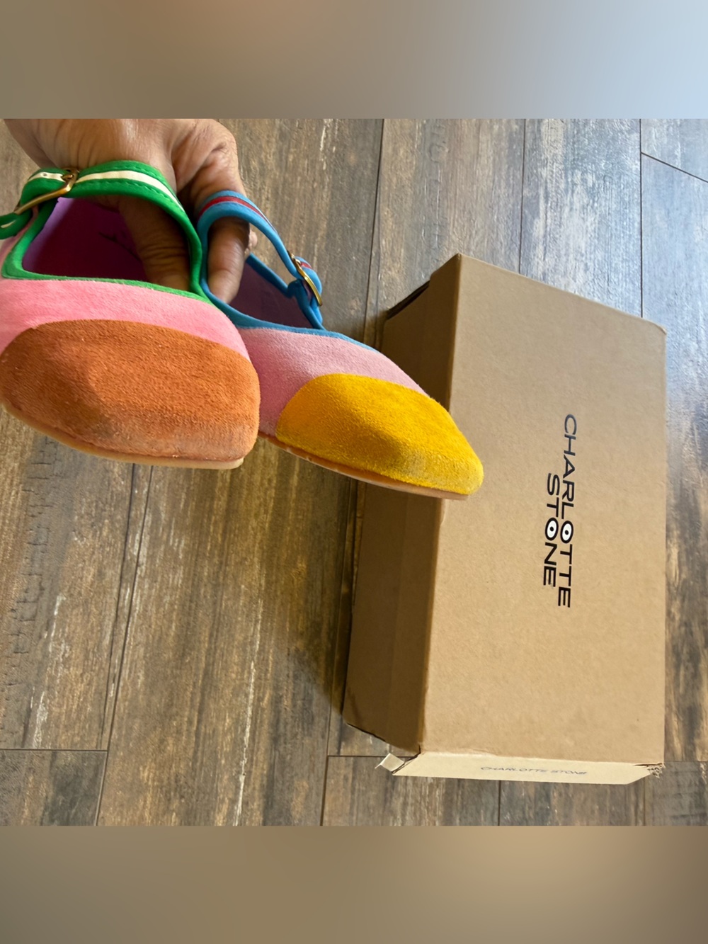 Charlotte Stone Rhiannon Size 10 Nassau Suede Mary Jane Mismatched Ballet Flat - Picture 10 of 14
